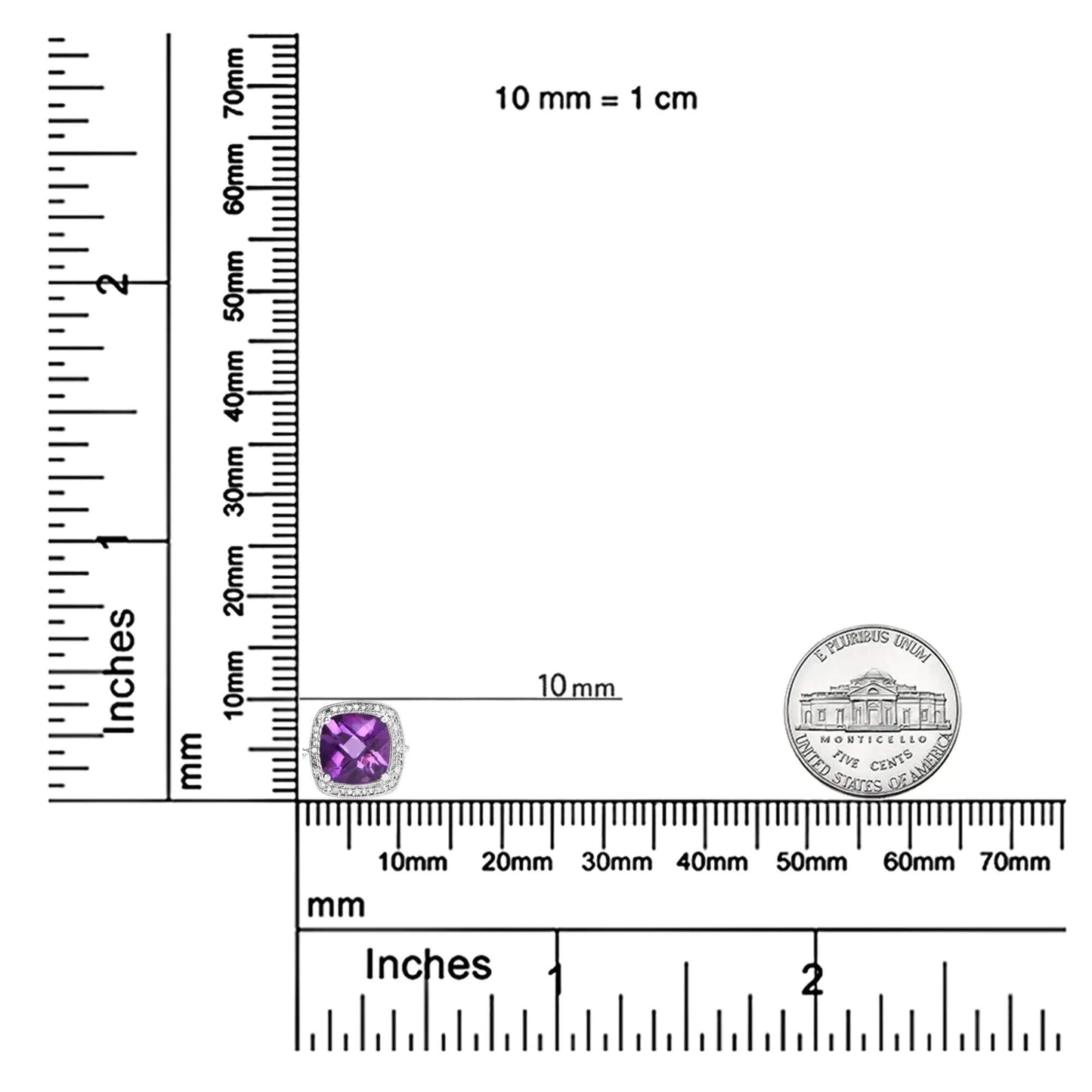 .925 Sterling Silver 10mm Cushion Cut Amethyst Gemstone and Diamond Accent Lariat 4” - 10” Adjustable Bolo Bracelet (H - I Color, SI1 - SI2 Clarity) | | Elegant Emulations Jewelry USA