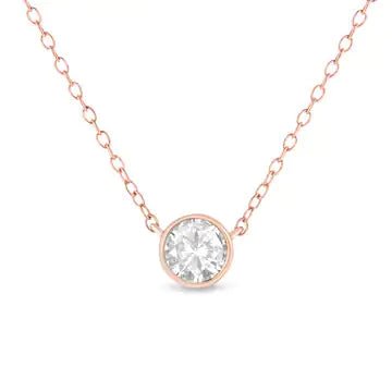 .925 Sterling Silver 1/2 Cttw Diamond Bezel 18" Pendant Necklace (I - J Color, I2 - I3 Clarity) | Necklace | Elegant Emulations Jewelry USA
