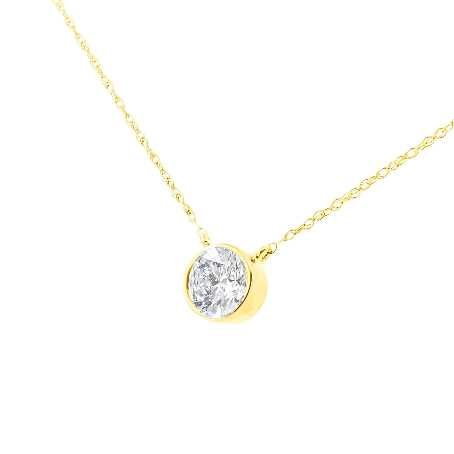 .925 Sterling Silver 1/2 Cttw Diamond Bezel 18" Pendant Necklace (I - J Color, I2 - I3 Clarity) | Necklace | Elegant Emulations Jewelry USA