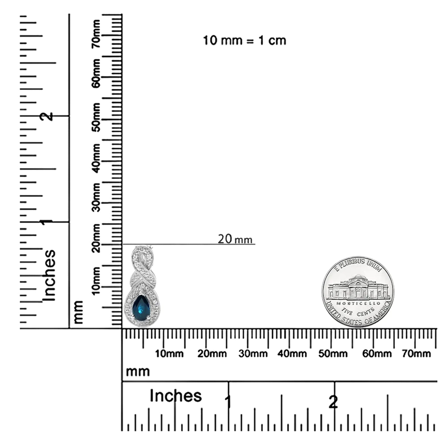 .925 Sterling Silver 6x4mm Pear Sapphire and Diamond Accent Infinity Drop 18" Pendant Necklace (H - I Color, SI1 - SI2 Clarity) | | Elegant Emulations Jewelry USA