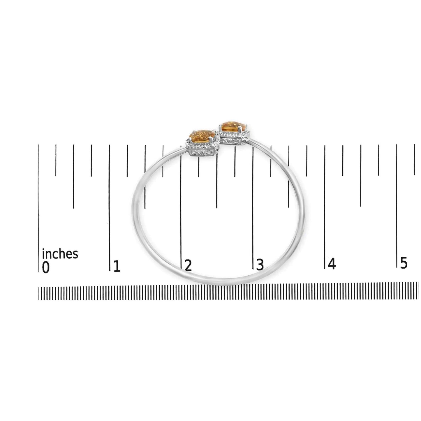 .925 Sterling Silver 8mm Cushion Cut Yellow Citrine Gemstone and Diamond Accent Split Bypass Bangle Bracelet (H - I Color, SI1 - SI2 Clarity) - Fits up to 7.75" Inches | | Elegant Emulations Jewelry USA