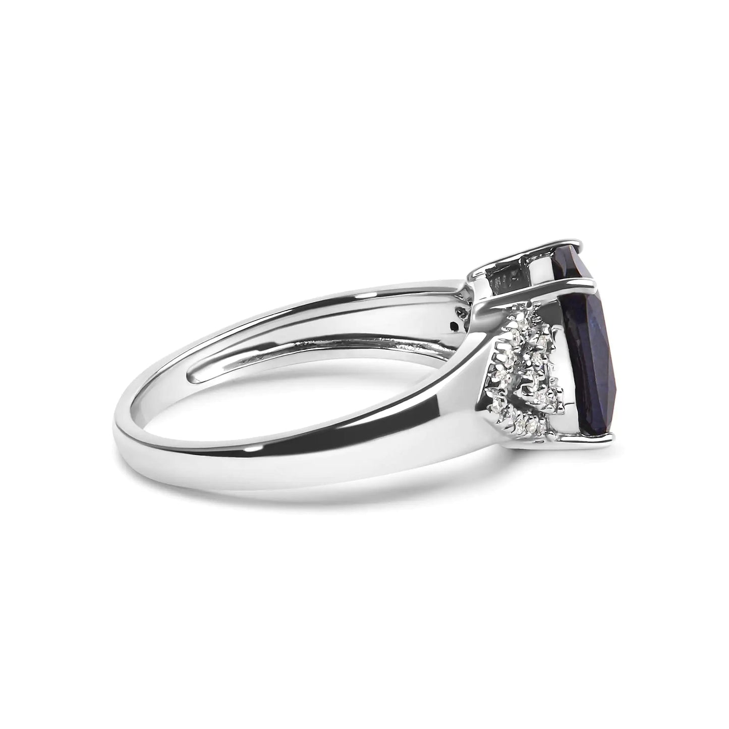 .925 Sterling Silver 9X7 mm Cushion Cut Blue Sapphire and White Diamond Step up Engagement Ring (I - J Color, I3 Clarity) | | Elegant Emulations Jewelry USA