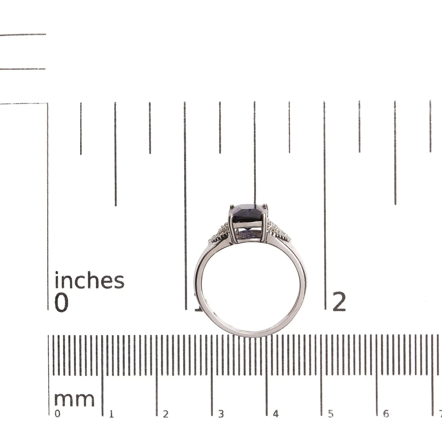 .925 Sterling Silver 9X7 mm Cushion Cut Blue Sapphire and White Diamond Step up Engagement Ring (I - J Color, I3 Clarity) | | Elegant Emulations Jewelry USA