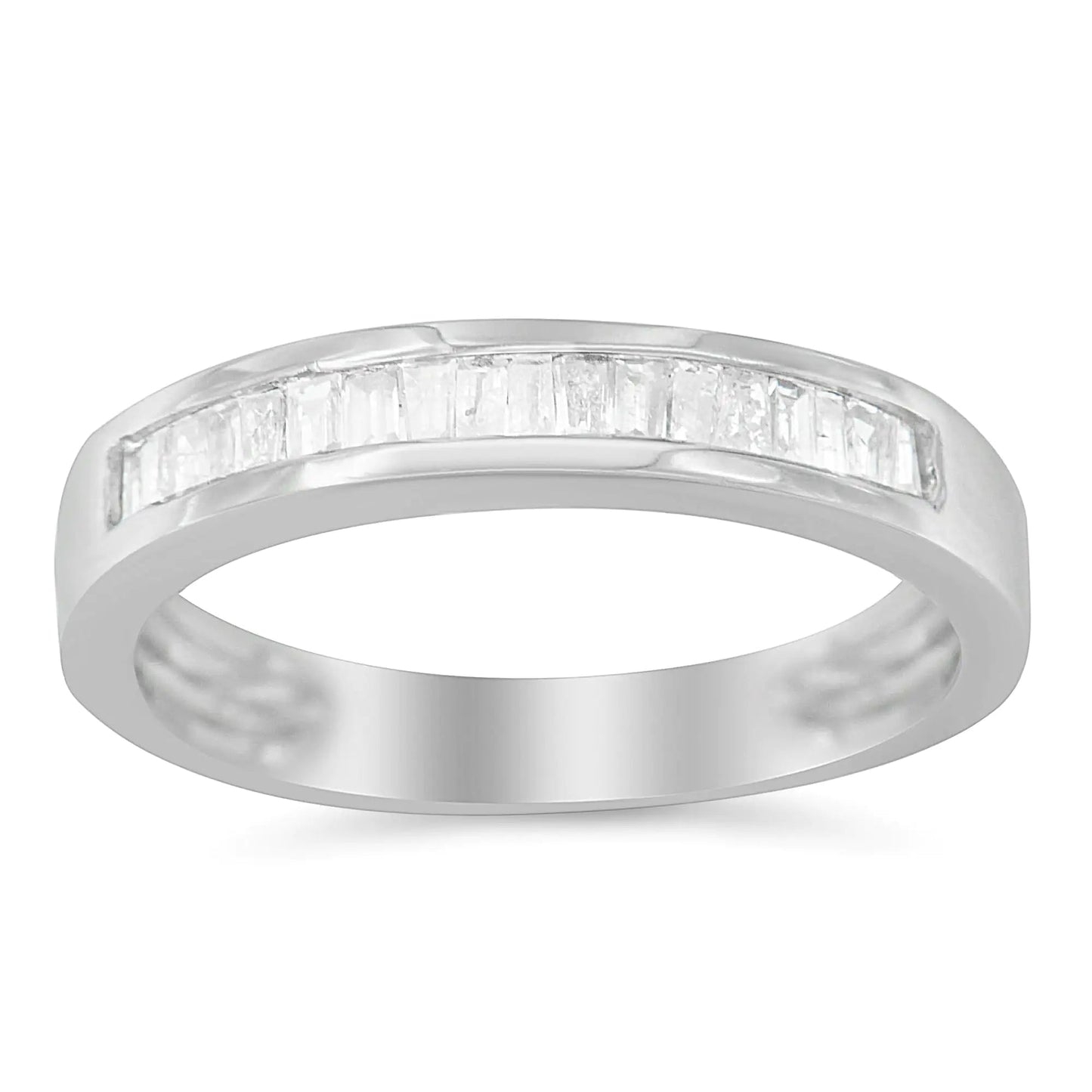 .925 Sterling Silver Baguette Diamond Wedding Band | Rings | Elegant Emulations Jewelry USA