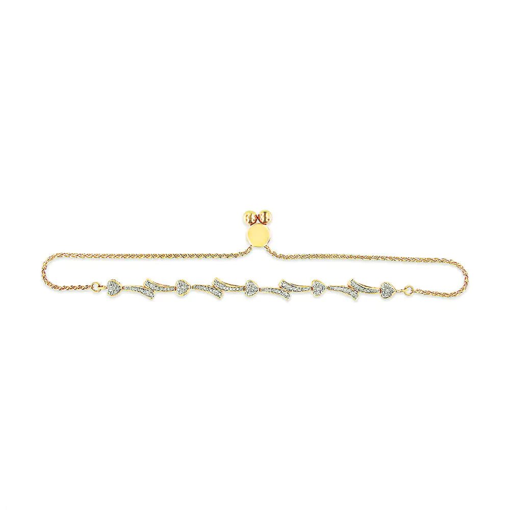 .925 Sterling Silver Diamond Accent Heart and Wave Link Bolo Bracelet (I - J Color, I2 - I3 Clarity) - 6" to 9" Adjustable | | Elegant Emulations Jewelry USA