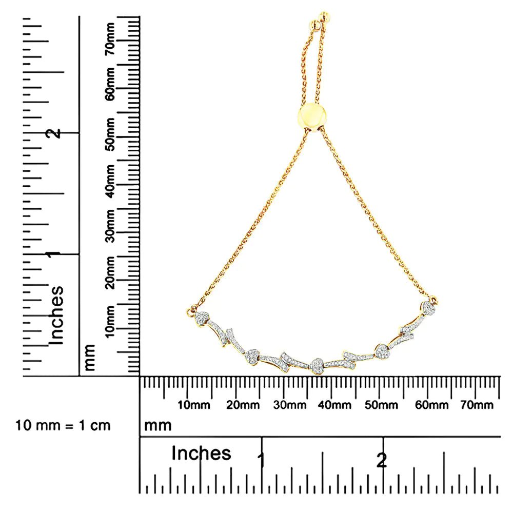 .925 Sterling Silver Diamond Accent Heart and Wave Link Bolo Bracelet (I - J Color, I2 - I3 Clarity) - 6" to 9" Adjustable | | Elegant Emulations Jewelry USA
