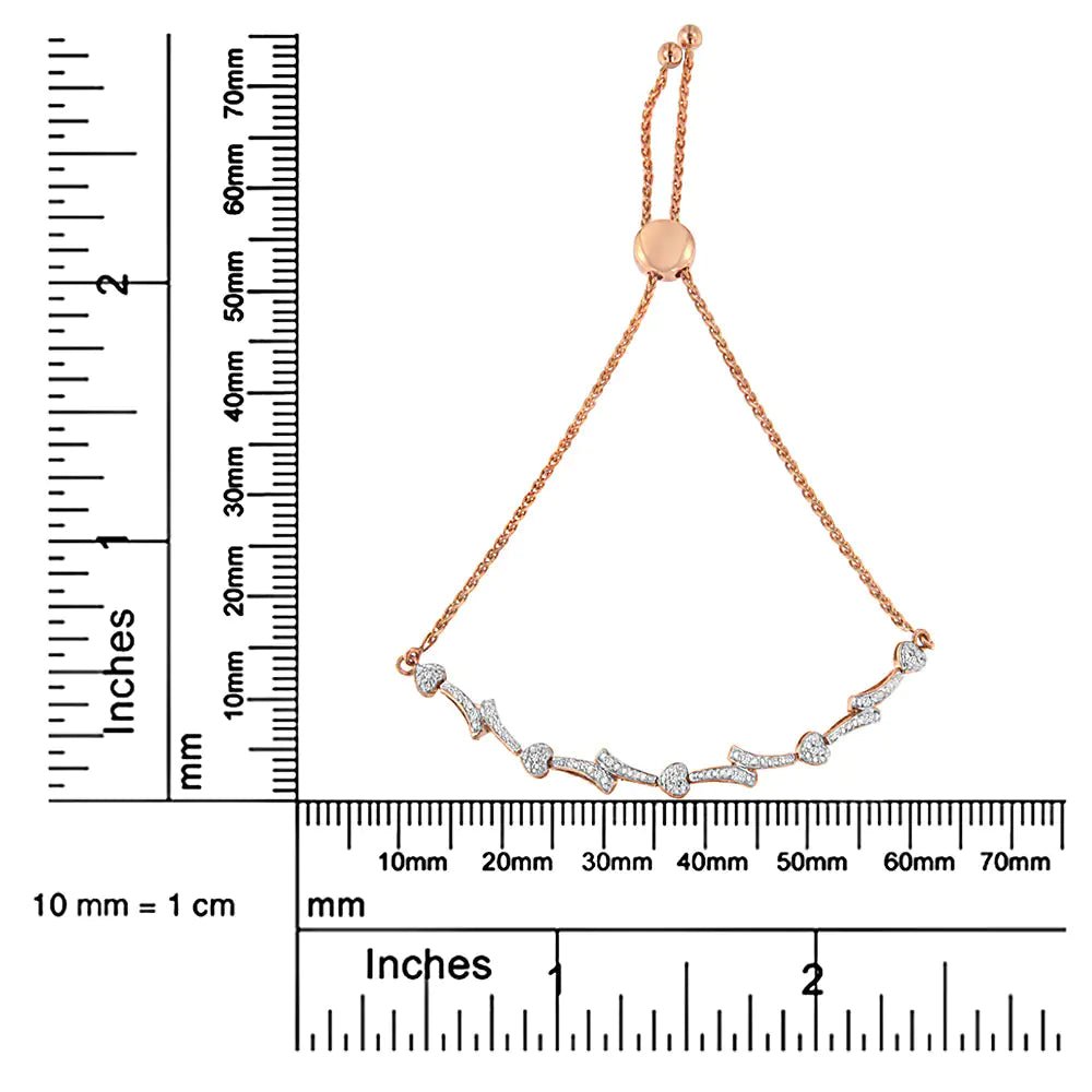 .925 Sterling Silver Diamond Accent Heart and Wave Link Bolo Bracelet (I - J Color, I2 - I3 Clarity) - 6" to 9" Adjustable | | Elegant Emulations Jewelry USA