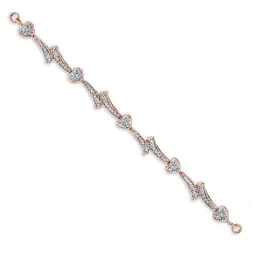 .925 Sterling Silver Diamond Accent Heart and Wave Link Bolo Bracelet (I - J Color, I2 - I3 Clarity) - 6" to 9" Adjustable | | Elegant Emulations Jewelry USA