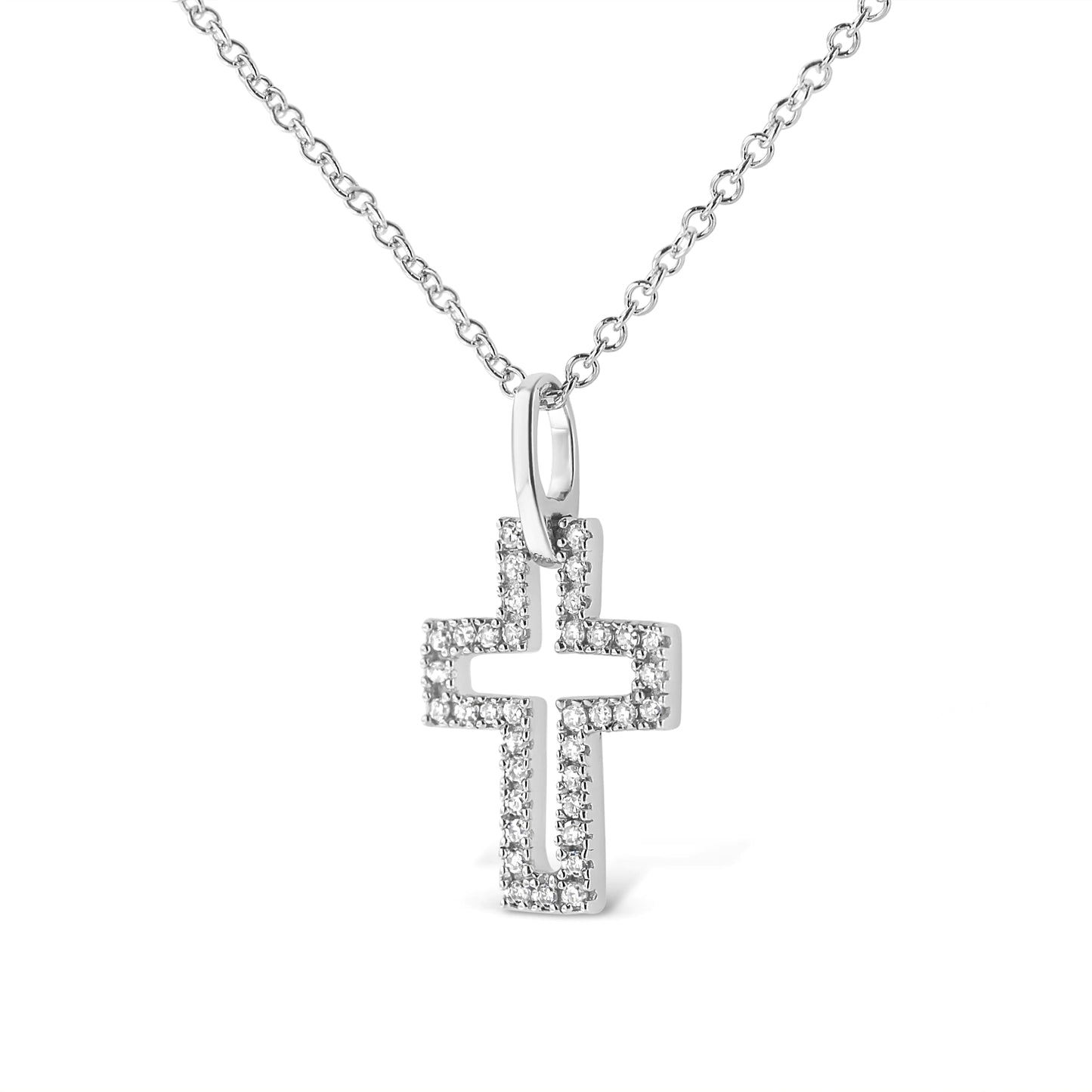 .925 Sterling Silver Diamond Cross Pendant Necklace | Necklace | Elegant Emulations Jewelry USA