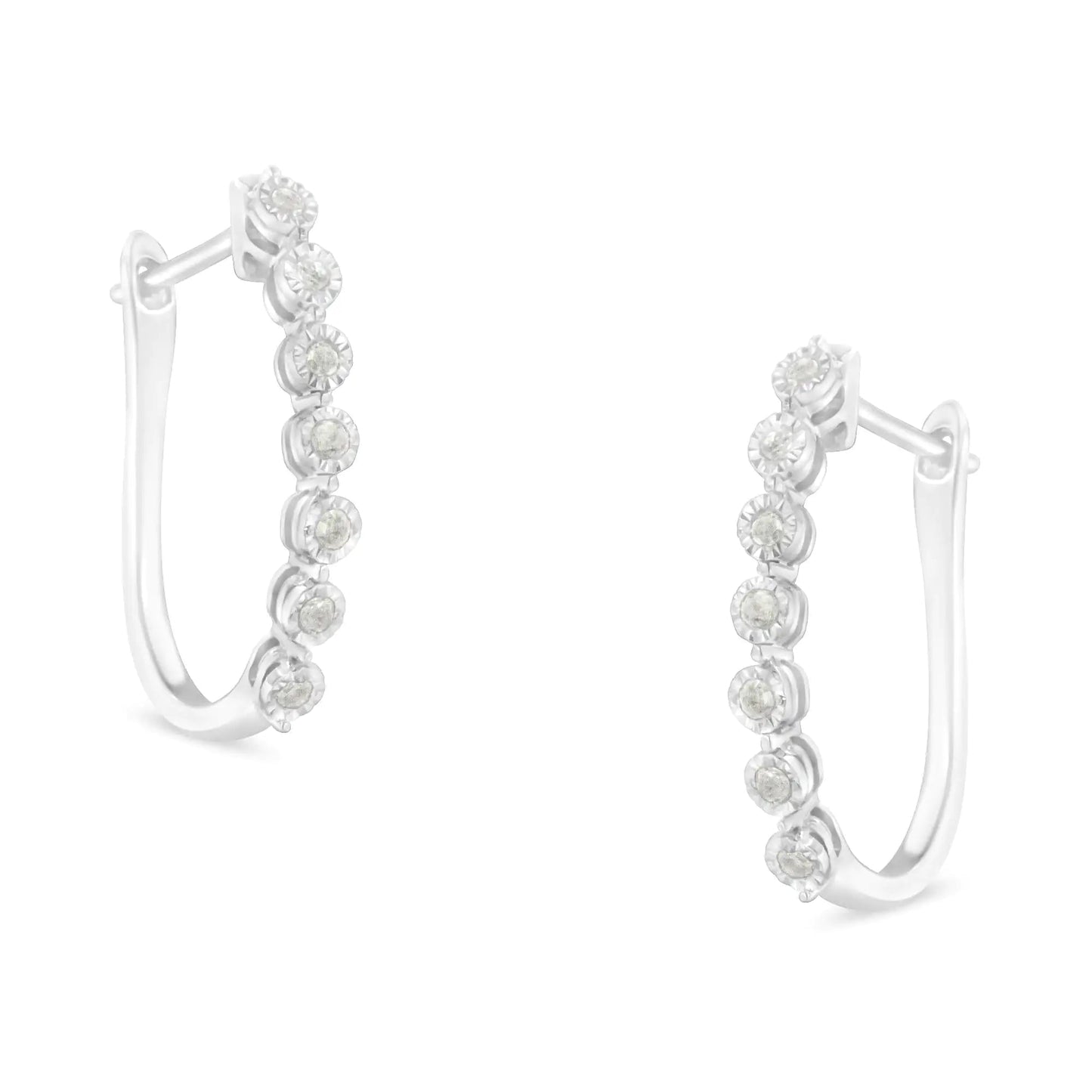 .925 Sterling Silver Diamond Miracle Hoop Earrings | Earrings | Elegant Emulations Jewelry USA