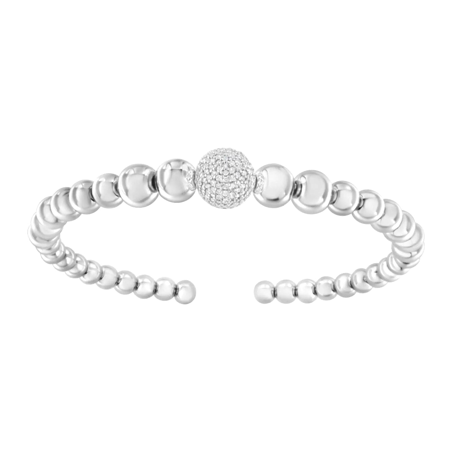 .925 Sterling Silver Diamond Studded Cuff Bracelet | Bracelets | Elegant Emulations Jewelry USA