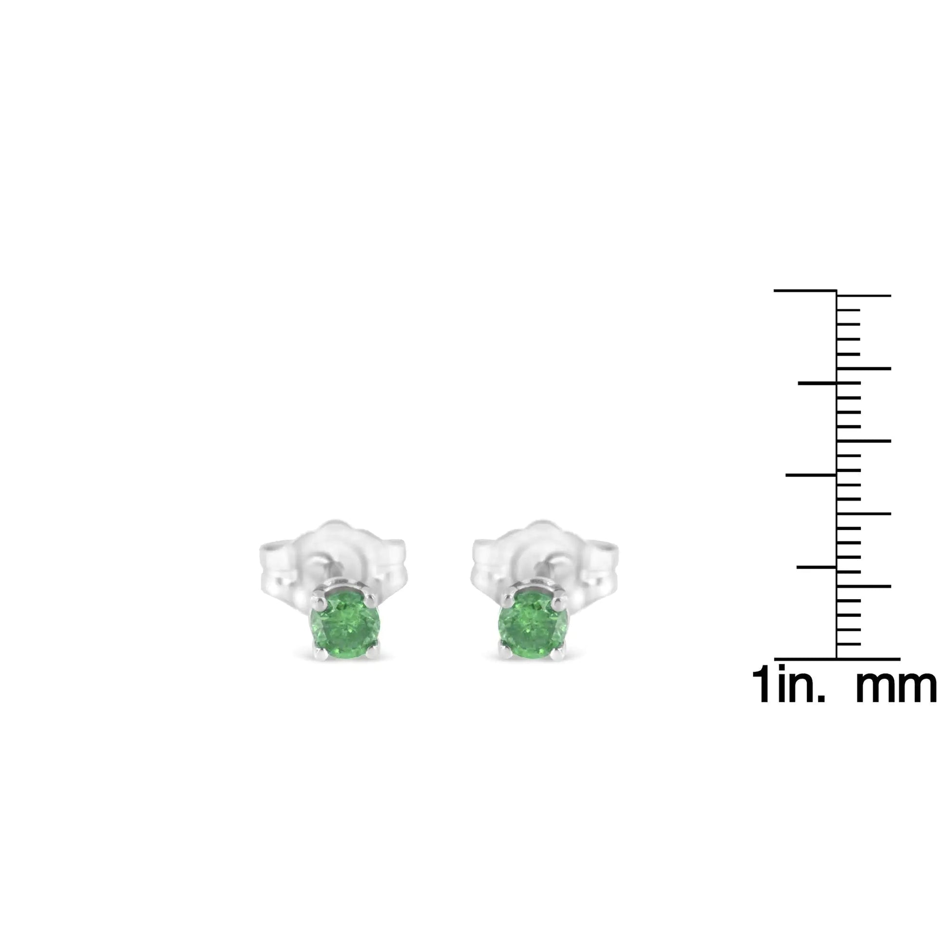 925 Sterling Silver Green Diamond Stud Earrings – 1/4 CTW | Earrings | Elegant Emulations Jewelry USA