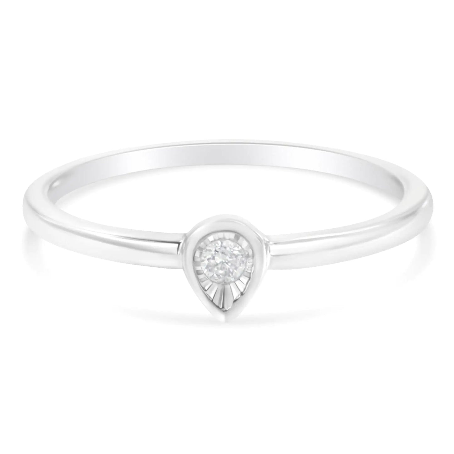 .925 Sterling Silver Pear - Shaped Diamond Promise Ring | Rings | Elegant Emulations Jewelry USA