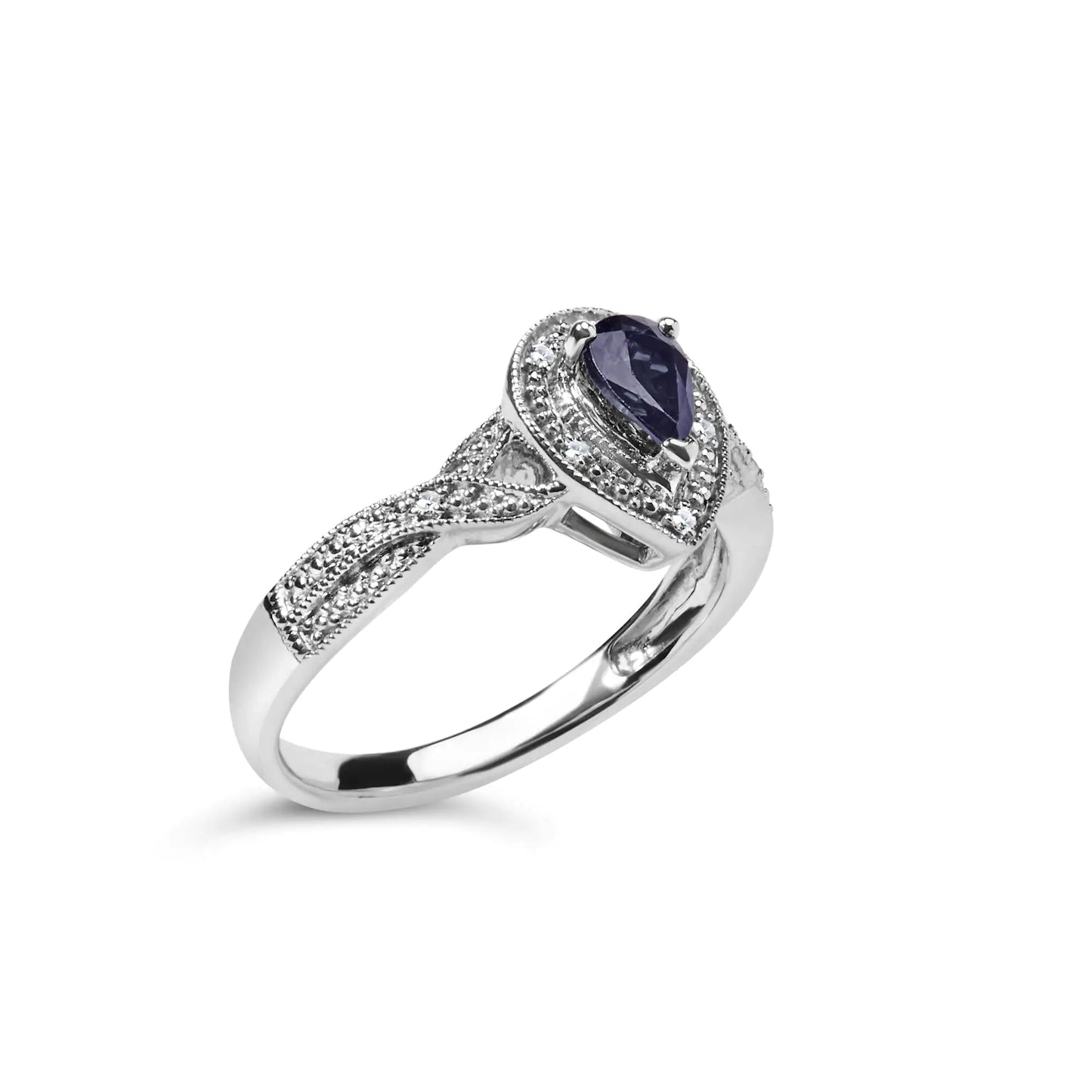 .925 Sterling Silver Sapphire Diamond Halo Ring | Rings | Elegant Emulations Jewelry USA