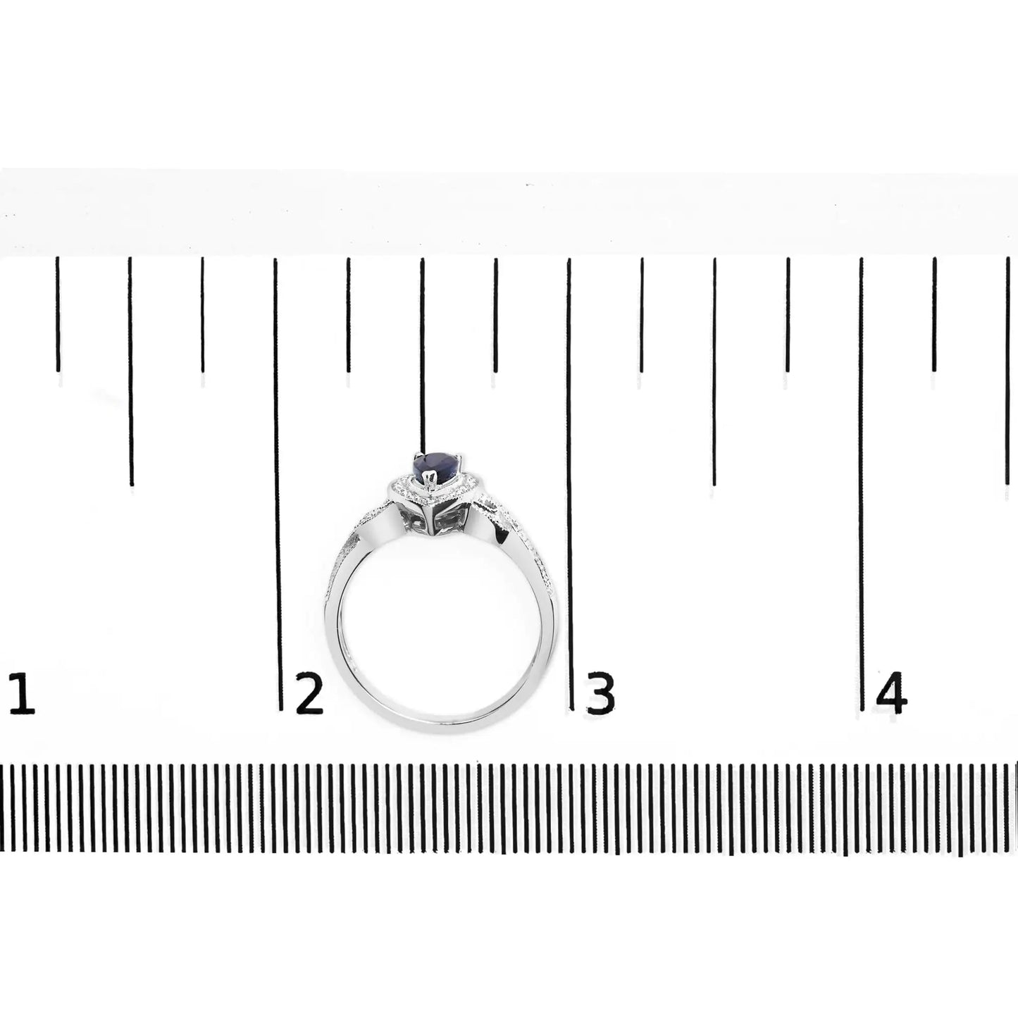 .925 Sterling Silver Sapphire Diamond Halo Ring | Rings | Elegant Emulations Jewelry USA