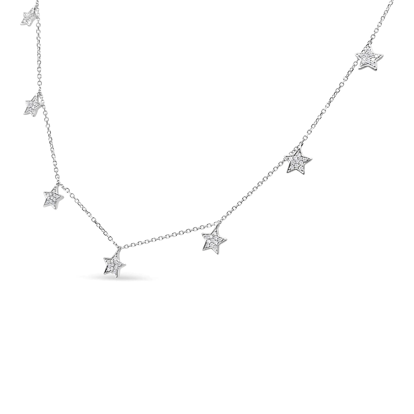 .925 Sterling Silver Starry Diamond Droplet Necklace | Necklace | Elegant Emulations Jewelry USA