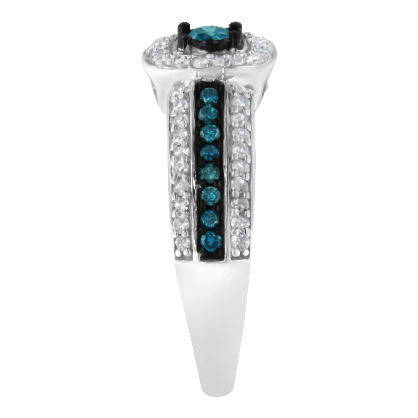 .925 Sterling Silver Treated Blue Miracle - Set Diamond Engagement Ring (1/2 Cttw, J - K Color, I1 - I2 Clarity) | Rings | Elegant Emulations Jewelry USA