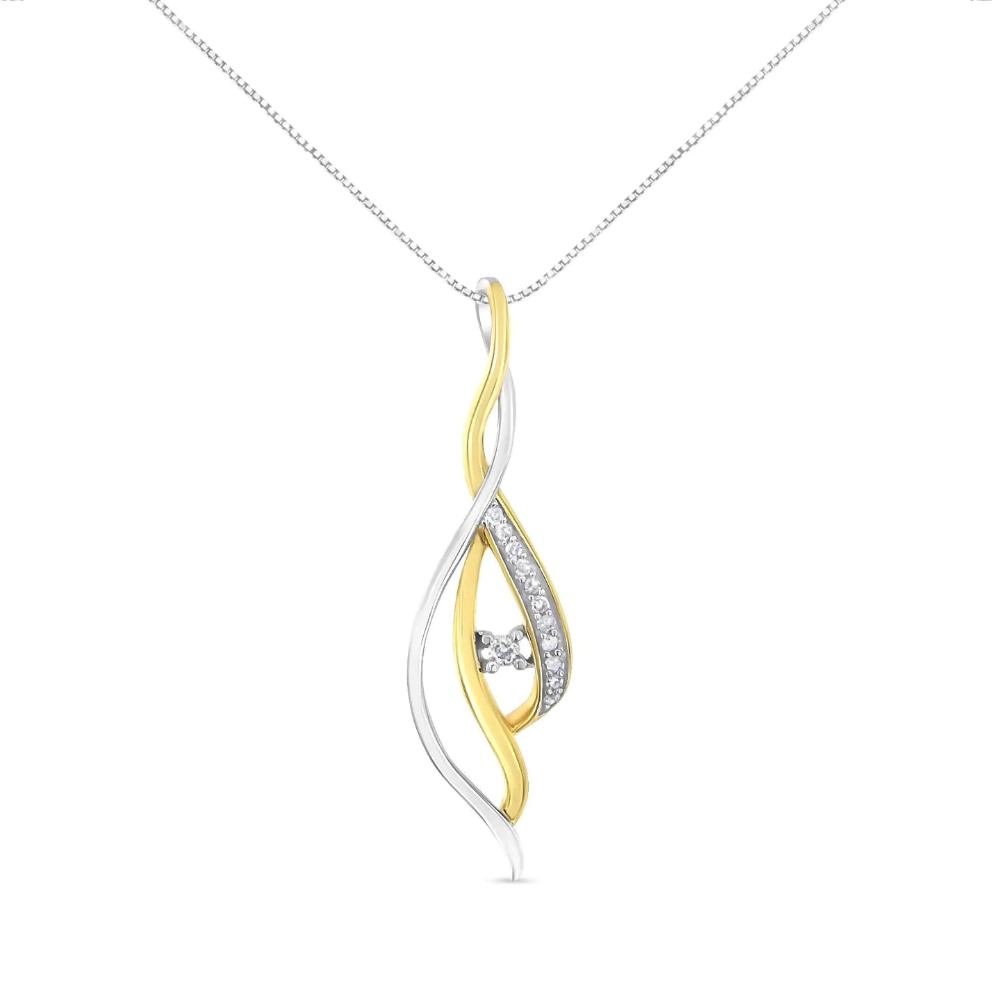 10K Gold Solitaire Diamond Spiral 18" Necklace