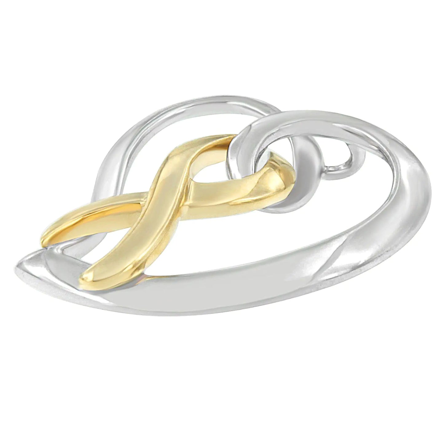 14K Gold-Silver Heart & Bow Necklace