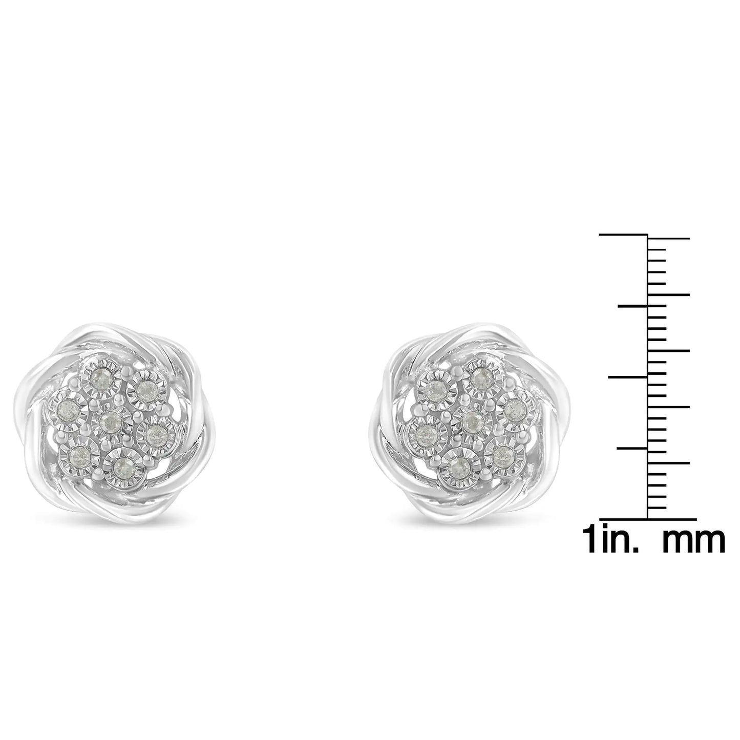 Silver Diamond Swirl Studs (1/6 cttw, I-J, I2-3)