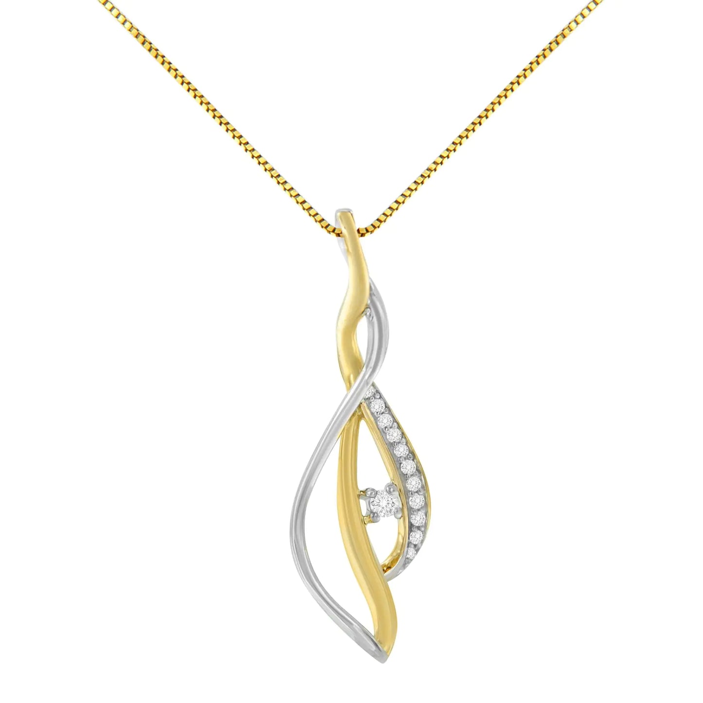 10K Gold Solitaire Diamond Spiral 18" Necklace