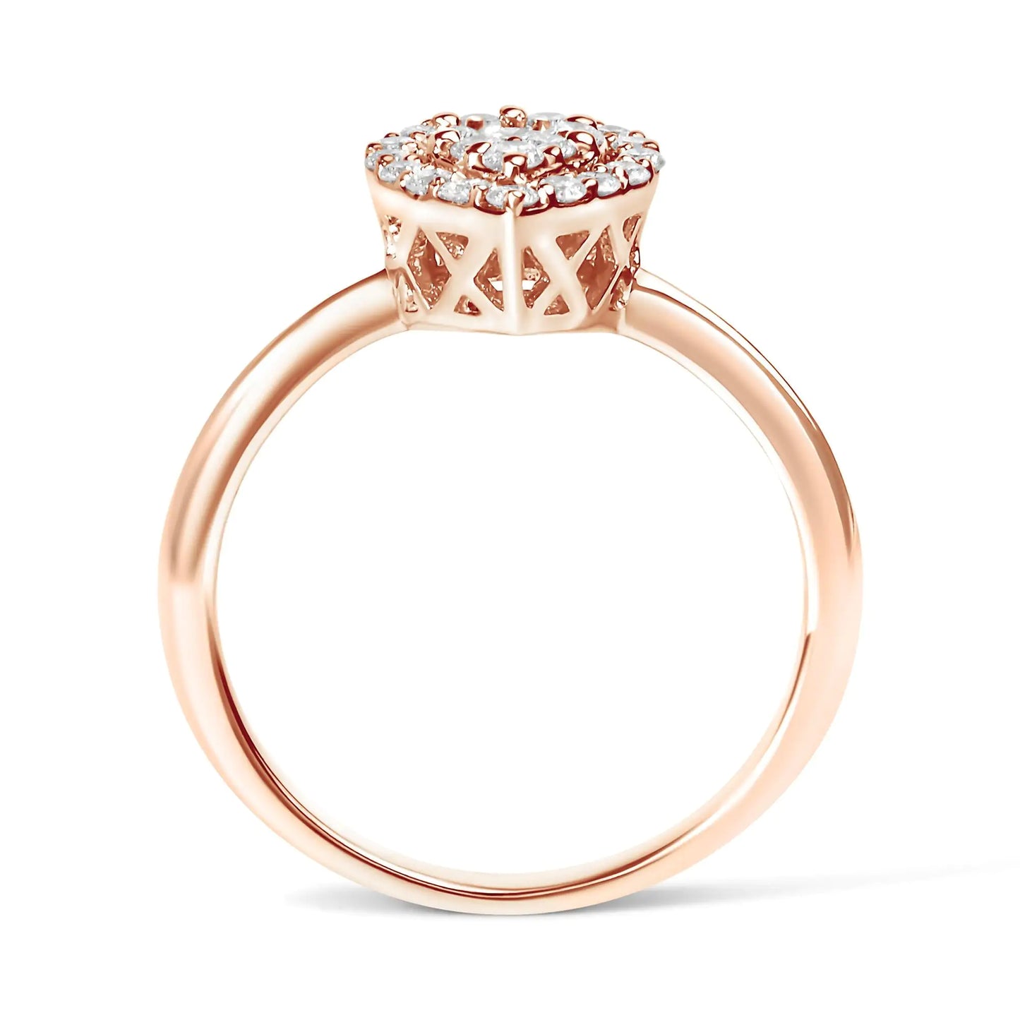 10K Rose Gold 3/8 Cttw Round-Cut Diamond Pear Promise Ring (I-J Color, I2-I3 Clarity) - Elegant Emulations