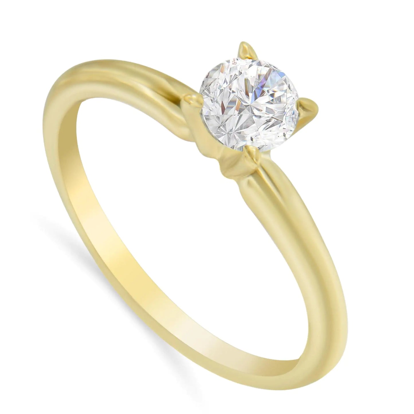 GIA Certified 14k Gold 1/2 Cttw Diamond Solitaire Engagement Ring (H Color, SI1 Clarity) - Elegant Emulations