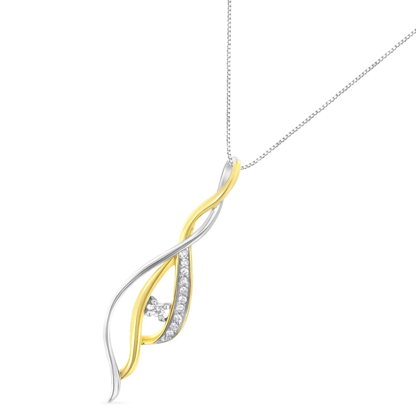 10K Gold Solitaire Diamond Spiral 18" Necklace