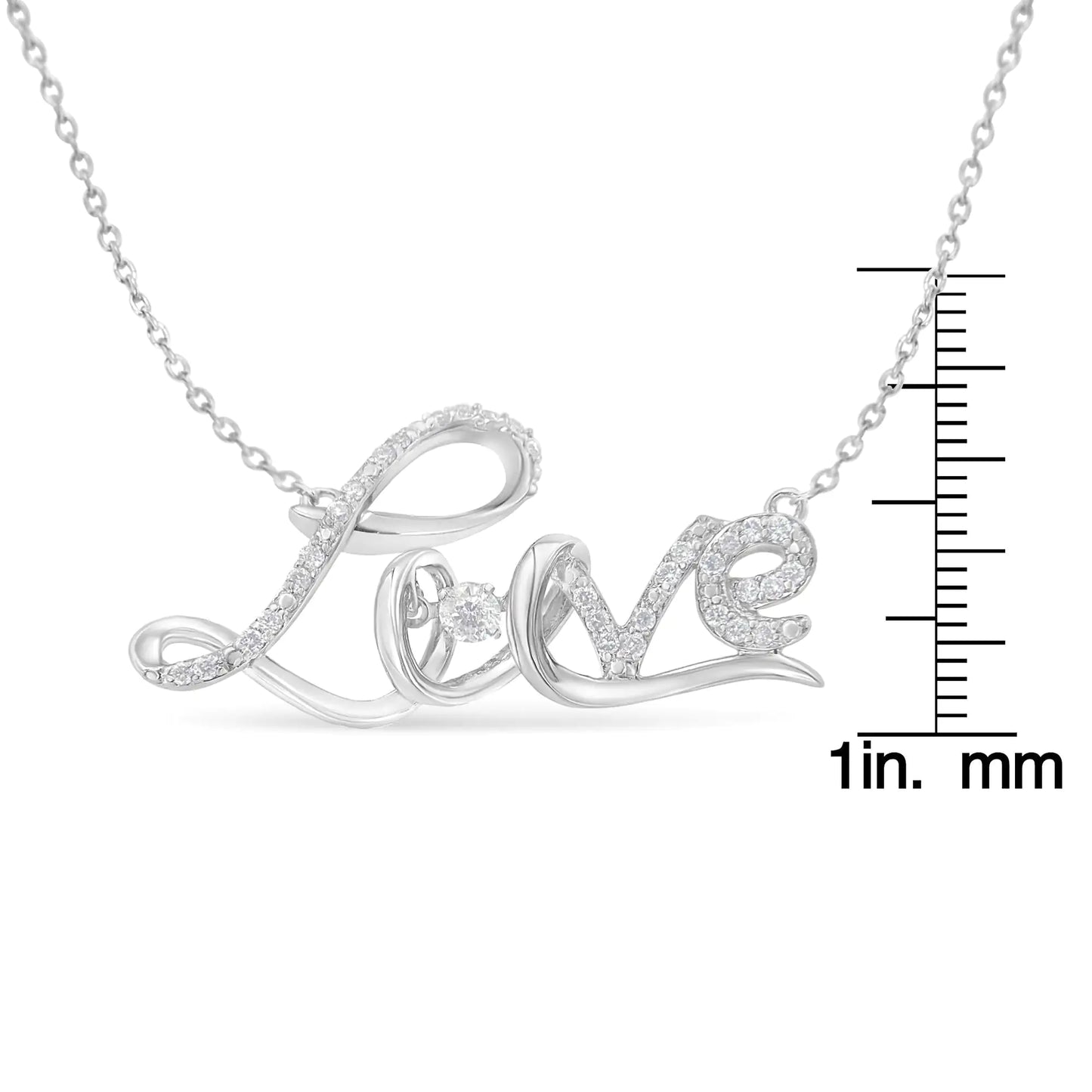 Sterling Silver Diamond Love Pendant Necklace