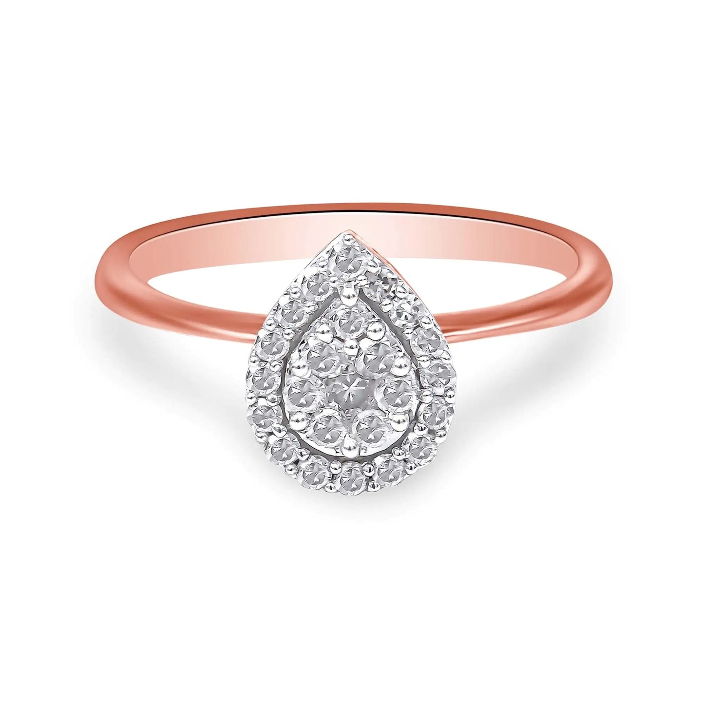 10K Rose Gold 3/8 Cttw Round-Cut Diamond Pear Promise Ring (I-J Color, I2-I3 Clarity) - Elegant Emulations