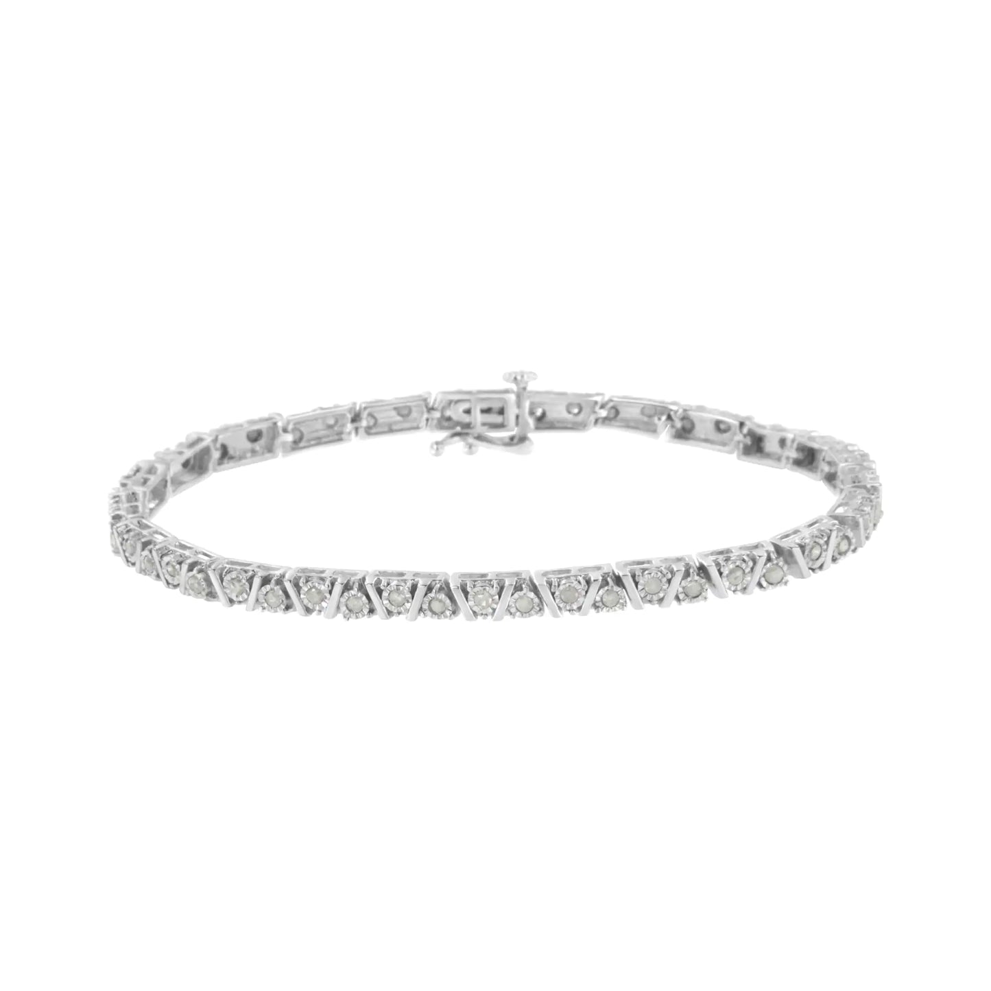 Sterling Silver 1 CT Diamond Zigzag Bracelet – Elegant Jewelry
