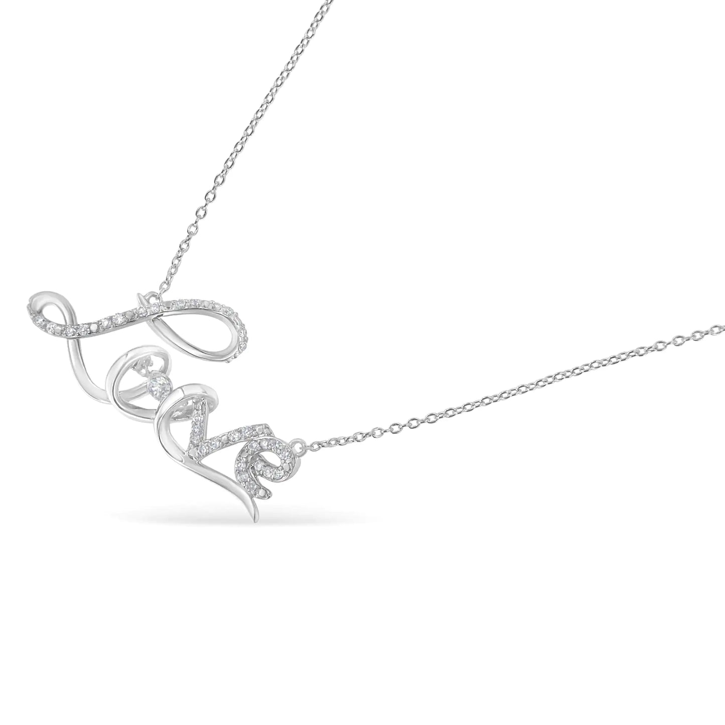 Sterling Silver Diamond Love Pendant Necklace