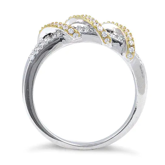 Platinum Spiral Ring with Golden Accents
