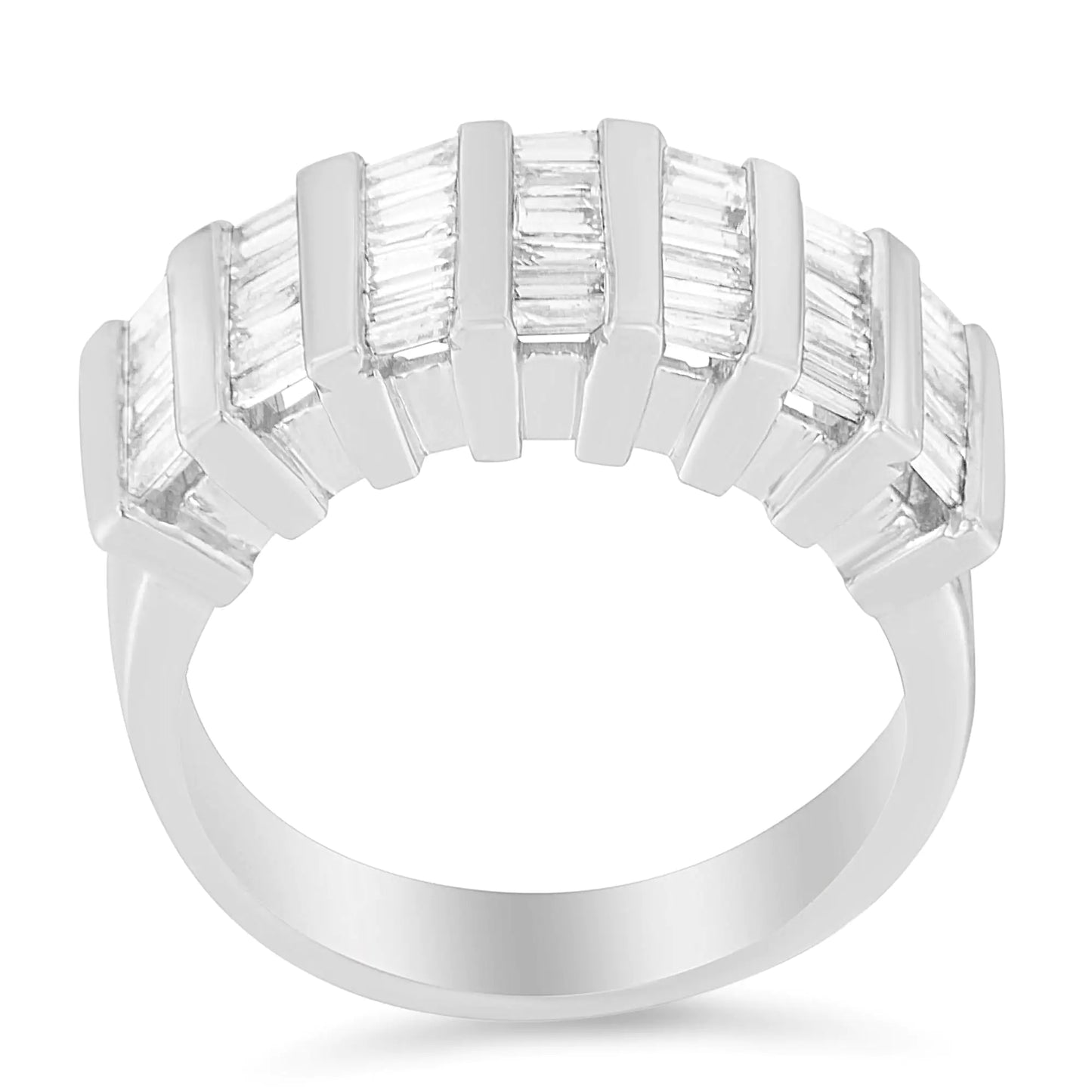 Sterling Silver 1ct Baguette Diamond Fluted Wedding Band