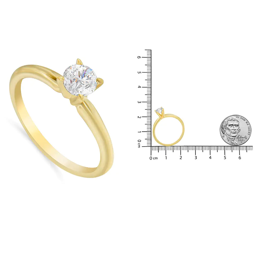 GIA Certified 14k Gold 1/2 Cttw Diamond Solitaire Engagement Ring (H Color, SI1 Clarity) - Elegant Emulations