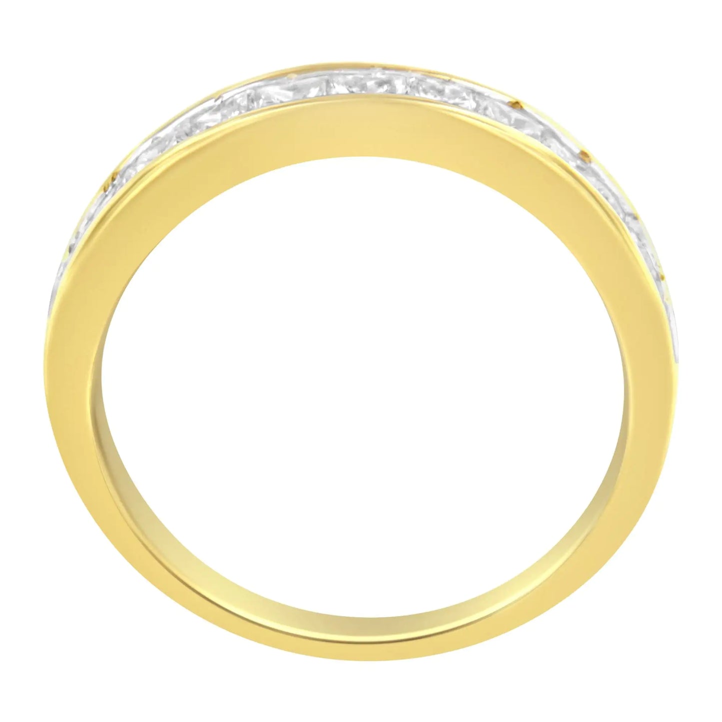 14KT Yellow Gold Diamond Channel Band Ring (1 cttw, H-I Color, SI2-I1 Clarity) - Elegant Emulations
