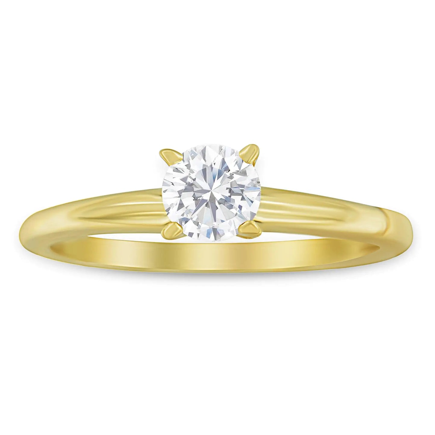 GIA Certified 14k Gold 1/2 Cttw Diamond Solitaire Engagement Ring (H Color, SI1 Clarity) - Elegant Emulations