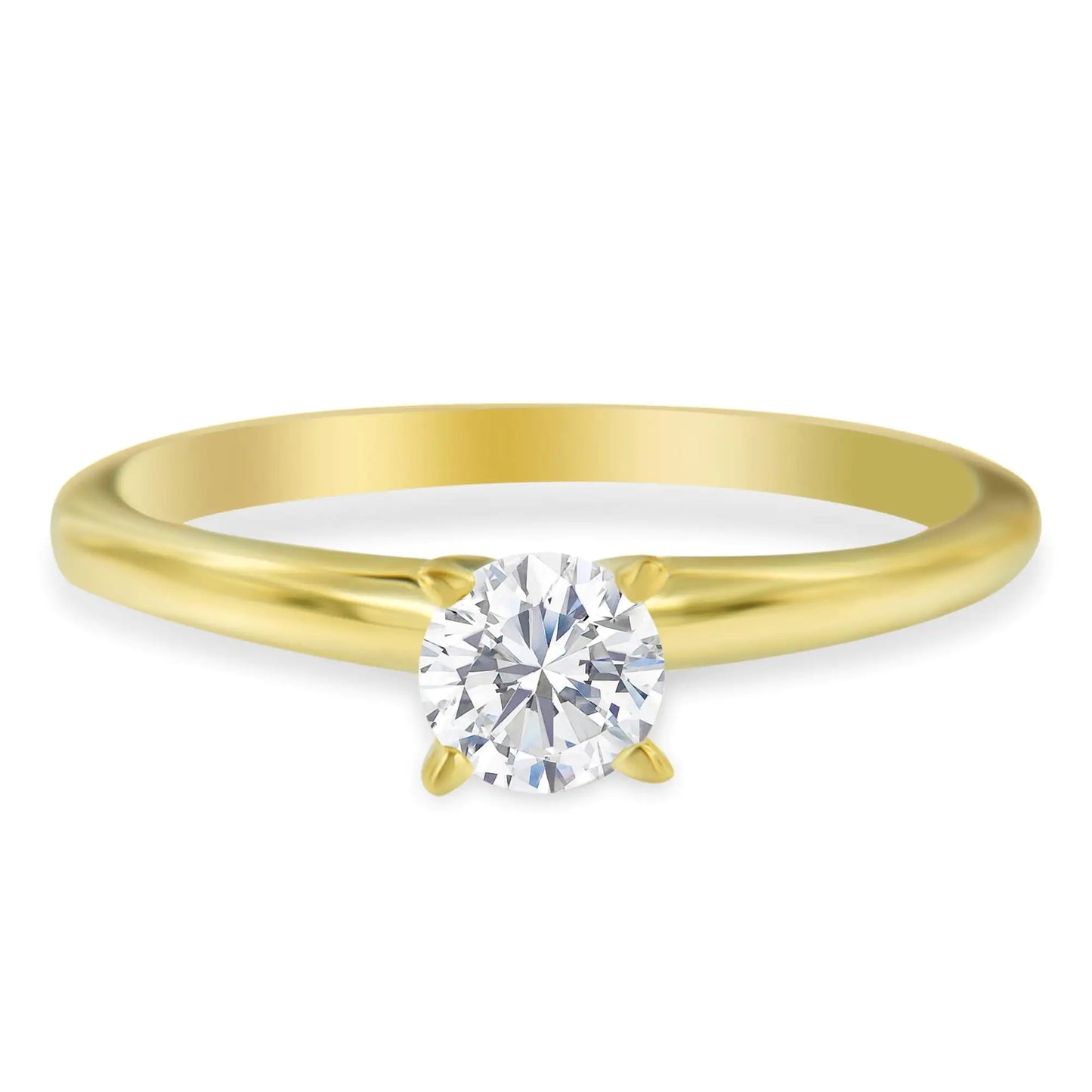 GIA Certified 14k Gold 1/2 Cttw Diamond Solitaire Engagement Ring (H Color, SI1 Clarity) - Elegant Emulations
