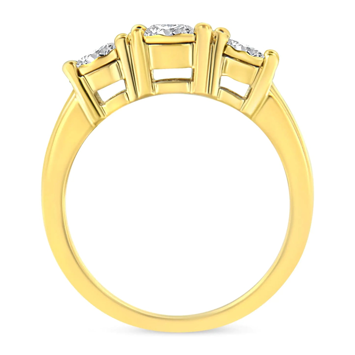 14K Gold Plated Sterling Silver 1cttw Diamond Trio Engagement Ring