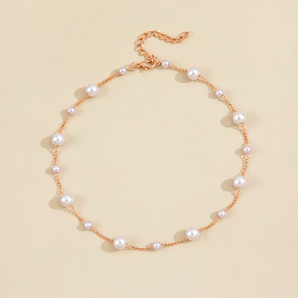 Vintage Pearl Clavicle Chain Female Simple - Elegant Emulations