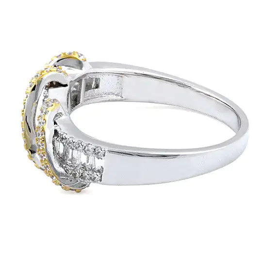 Platinum Spiral Ring with Golden Accents