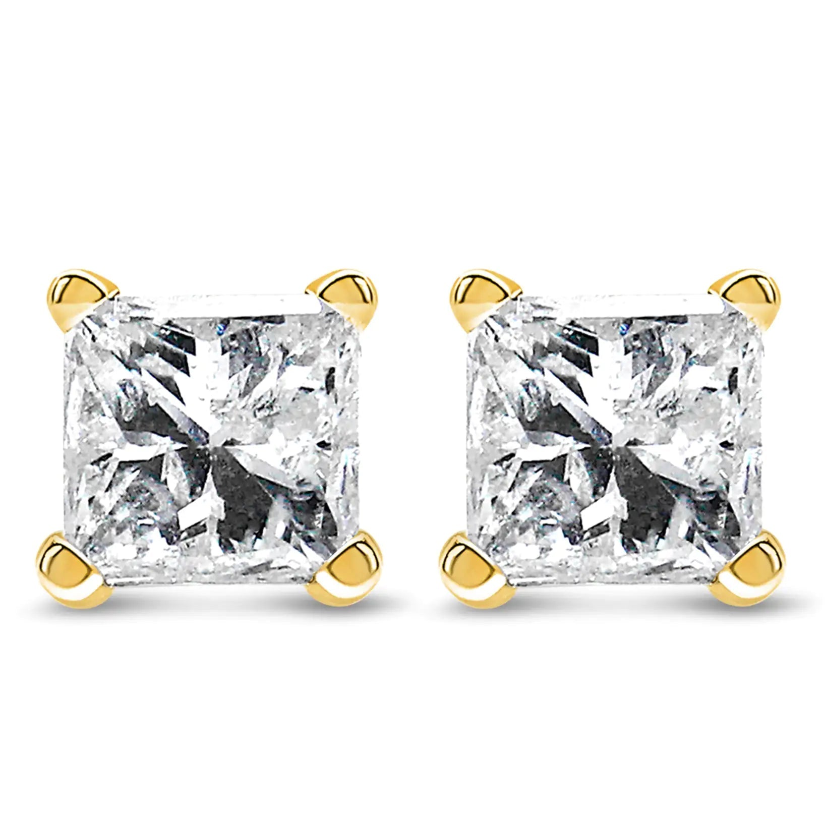 AGS Certified Princess Cut Diamond Stud Earrings – 14K Gold | Earrings | Elegant Emulations Jewelry USA