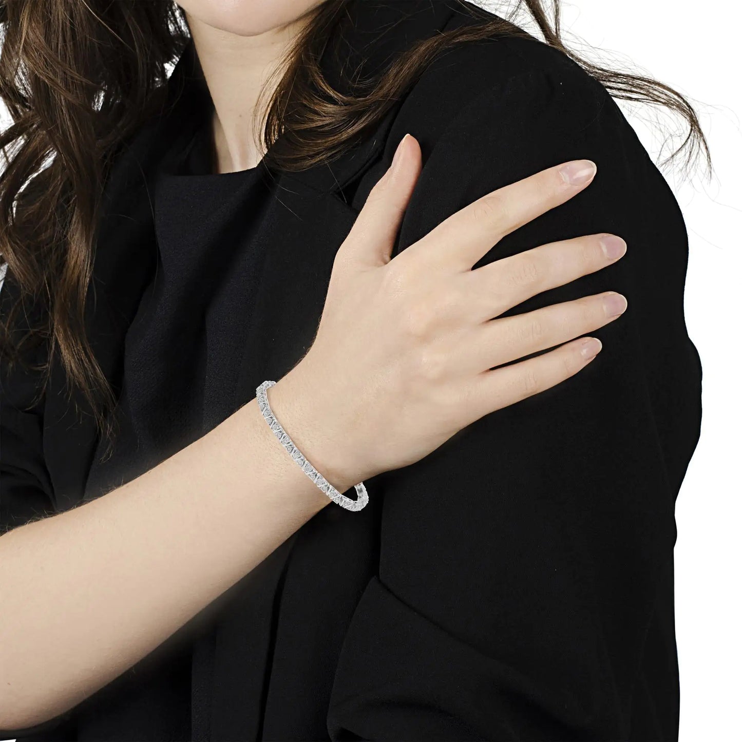 Sterling Silver 1 CT Diamond Zigzag Bracelet – Elegant Jewelry