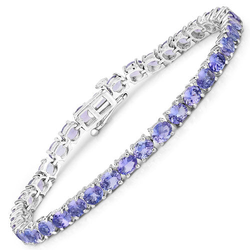 12.21 Carat Genuine Tanzanite .925 Sterling Silver Bracelet - Elegant Emulations