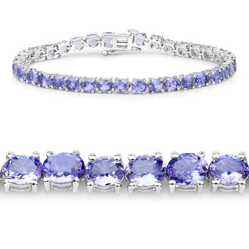 12.21 Carat Genuine Tanzanite .925 Sterling Silver Bracelet - Elegant Emulations