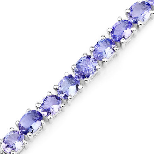 12.21 Carat Genuine Tanzanite .925 Sterling Silver Bracelet - Elegant Emulations