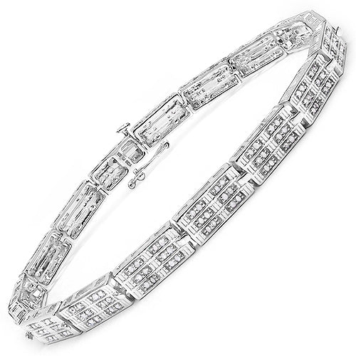 1.16 Carat Genuine White Diamond 14K White Gold Plated .925 Sterling Silver Bracelet - Elegant Emulations