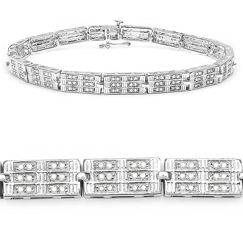1.16 Carat Genuine White Diamond 14K White Gold Plated .925 Sterling Silver Bracelet - Elegant Emulations