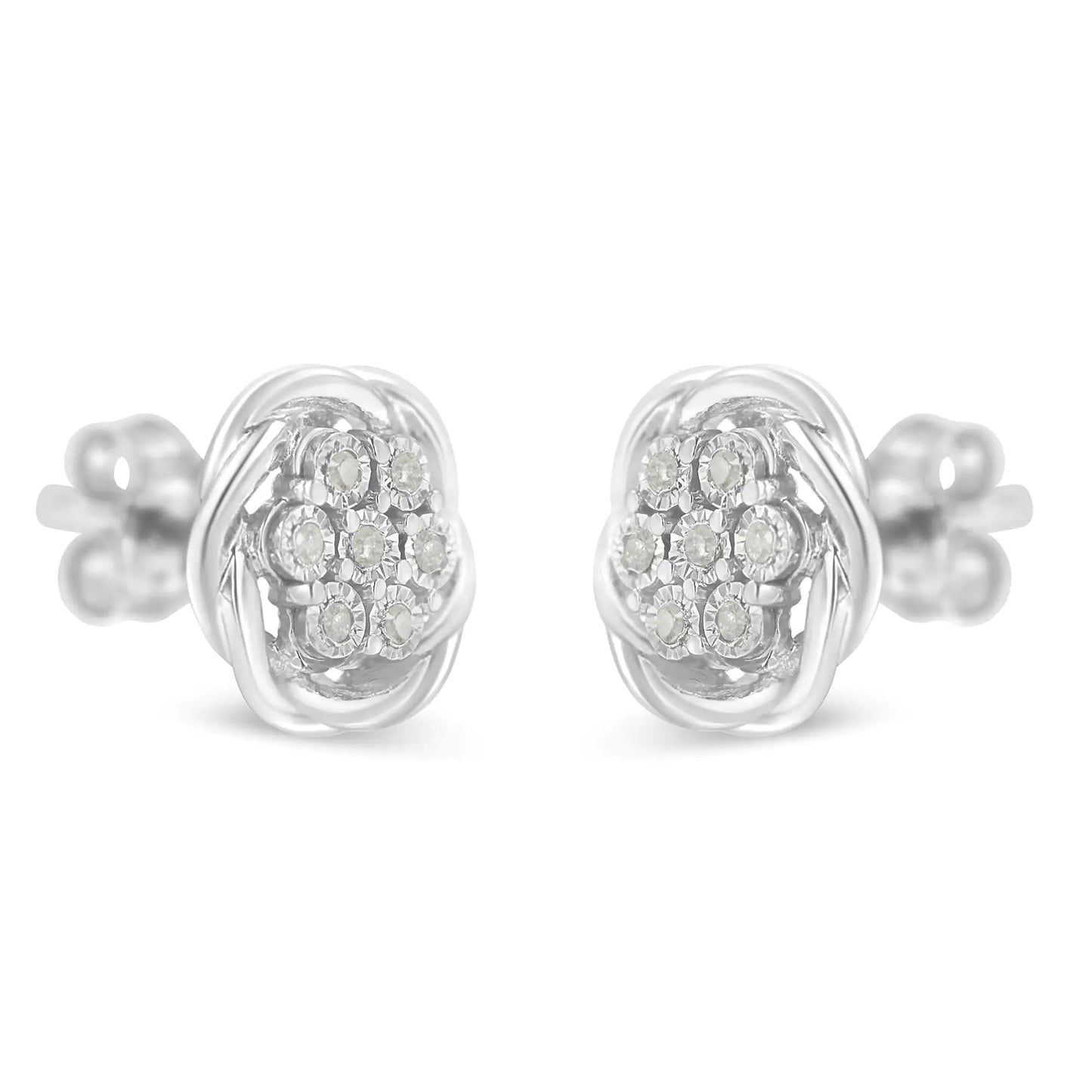 Silver Diamond Swirl Studs (1/6 cttw, I-J, I2-3)