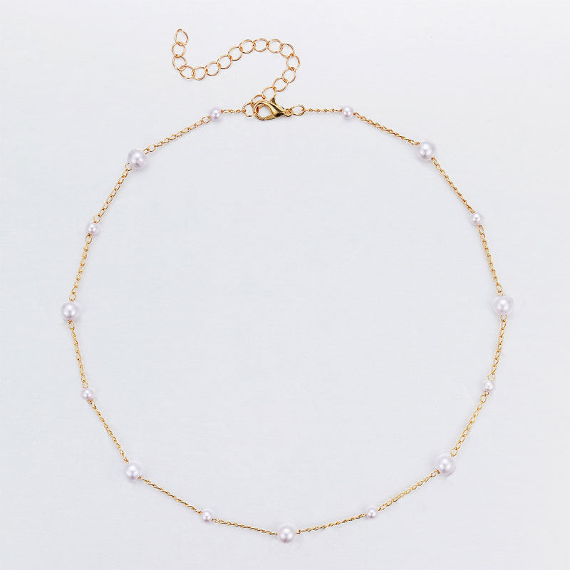 Vintage Pearl Clavicle Chain Female Simple - Elegant Emulations